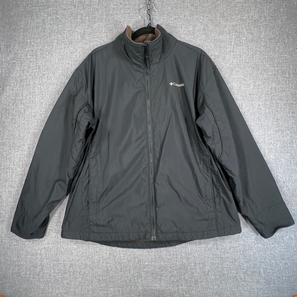 Columbia Insulated Fleece Lined Jacket Womens XL Black Full Zip Nylon WL3094